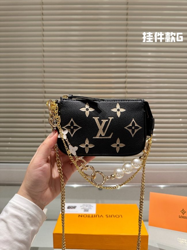 Louis Vuitton Original Fabric One-Shoulder Crossbody Chain Pouch 