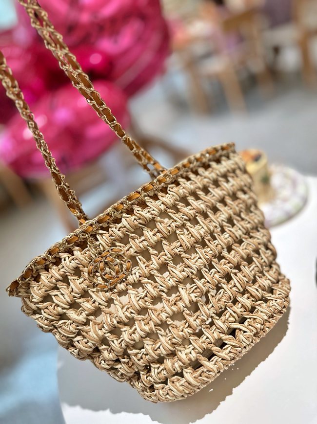Chanel Chain Straw Bag