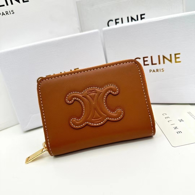 Celine Triomphe Cuir Compact Zip Wallet