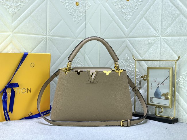 Louis Vuitton Gray Gold Buckle Black Gold Buckle Capucines Medium Handbag Code: 54660/54663/54668/94519/24567