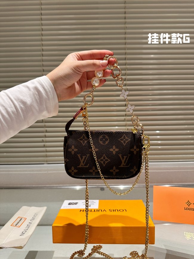 Louis Vuitton Original Fabric One-Shoulder Crossbody Chain Pouch 