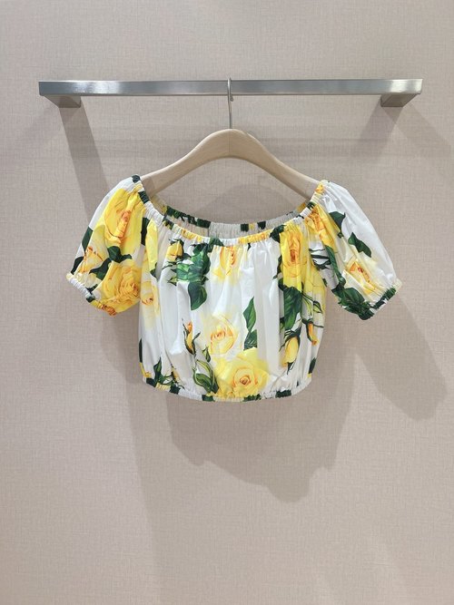 Celine 100% Cotton Strapless Dress with Yellow Rose Patterns