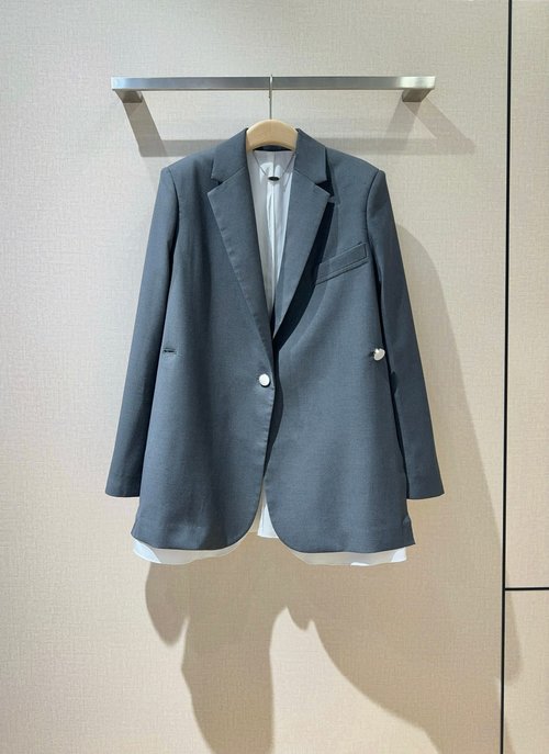 Alexander Wang Classic Grey and White Collage Suit Jacket with Side Slits