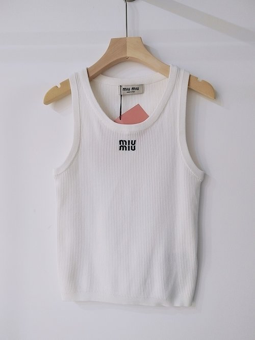 Miu Miu Miu Knit Sleeveless Top for Spring and Summer Layering