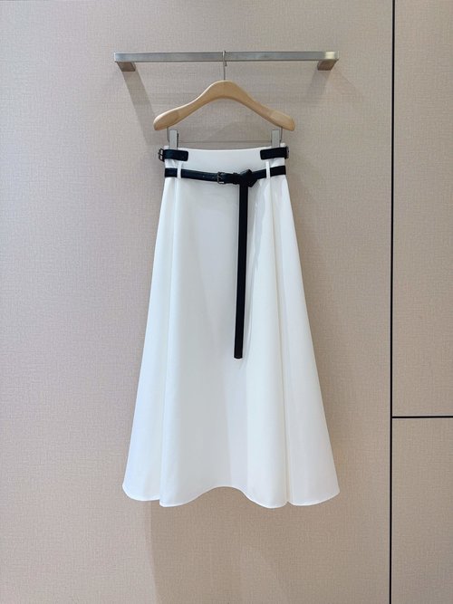 Dior New Mid-Length A-Line Skirt with Decorative Belt