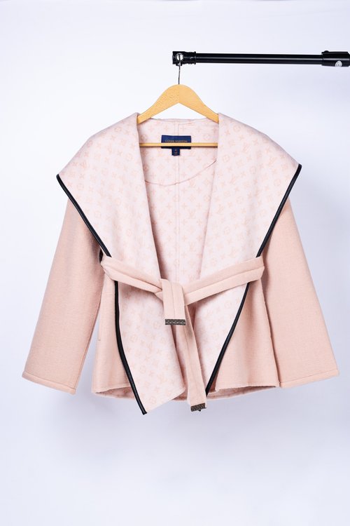 Louis Vuitton Pink Small Flower Short Style Garment with Dust Bag, 99% Wool, 1% Silk