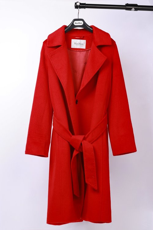 Max Mara Camel Color Water Ripple Camel Hair Coat with Gift Box