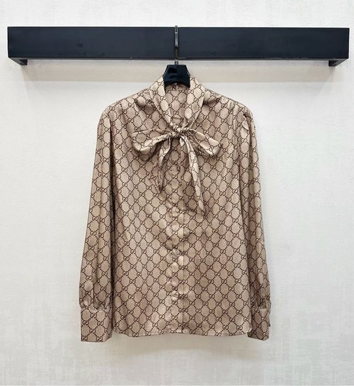 Gucci Breathable Double-G Print Shirt with Floating Ties for a Graceful Look