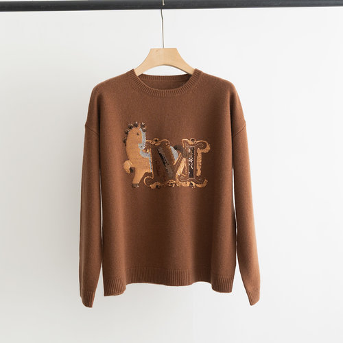 Max Mara Knit Sweater with Branded Pony Embroidery