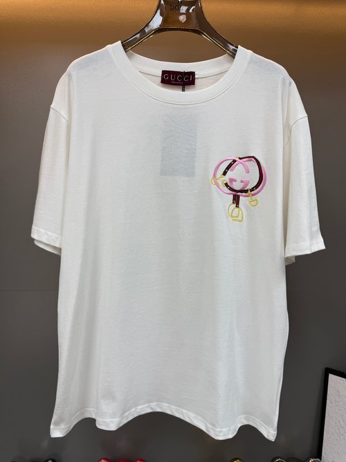 Gucci Horsebit Embroidery Knit Cotton Short Sleeve with Fine Texture