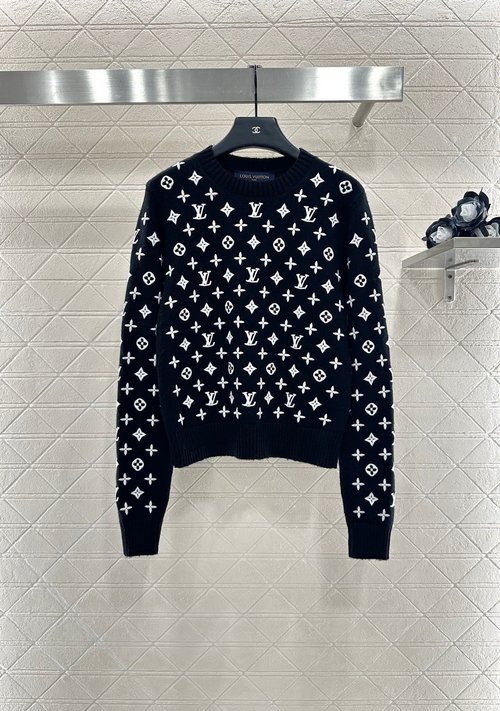Louis Vuitton Autumn Embroidered Jacquard Pullover with Classic Motifs
