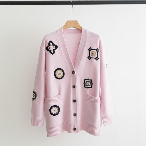 Max Mara Luxurious Wool - Cashmere Long Cardigan with Sparkling Decoration