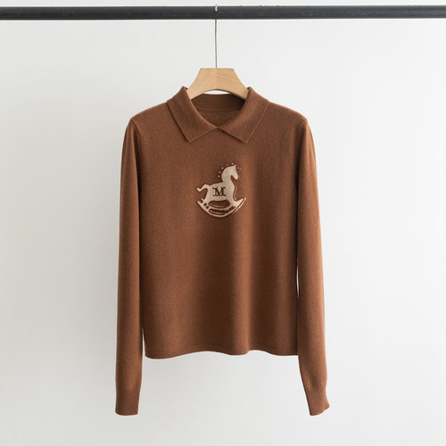 Max Mara Luxurious Zodiac Horse Embroidery Cashmere Blend Sweater