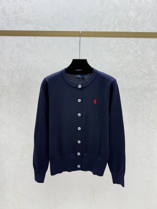 Polo Ralph Lauren Solid Color Round Neck Long-sleeved Knitted Cardigan