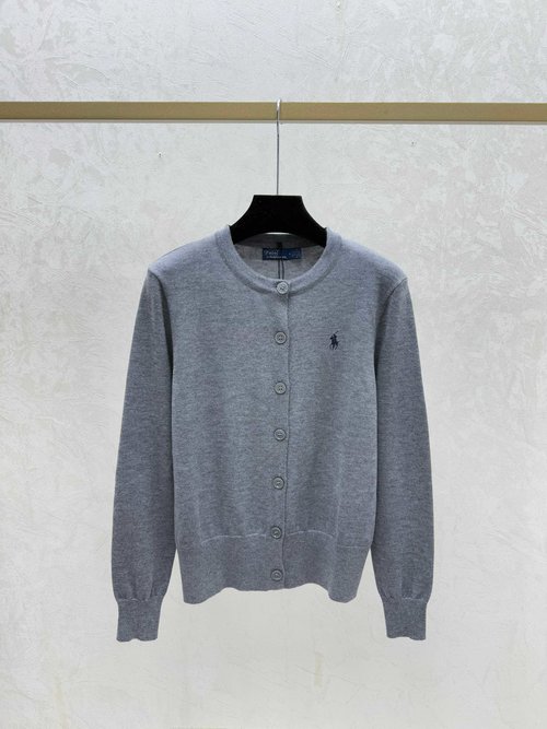 Polo Ralph Lauren Solid Color Round Neck Long-sleeved Knitted Cardigan