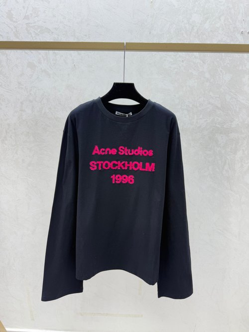 Acne Studios Classic Knitted Long Sleeve Top with Contrast Letter Jacquard Pattern