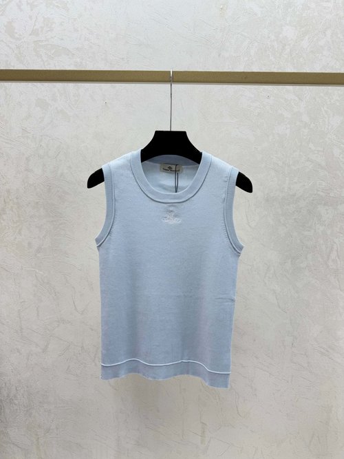 Vivienne Westhood Solid Color Round Neck Knitted Vest in White, Pink and Blue