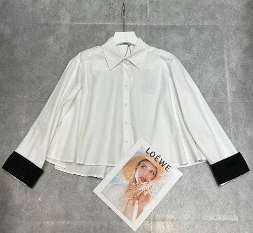 Loewe LOE Series Collared Shirt with Contrast Cuff and Embroidery