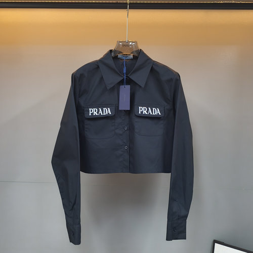 Prada Logo-embroidered Breathable and Fashionable Short-sleeved Shirt