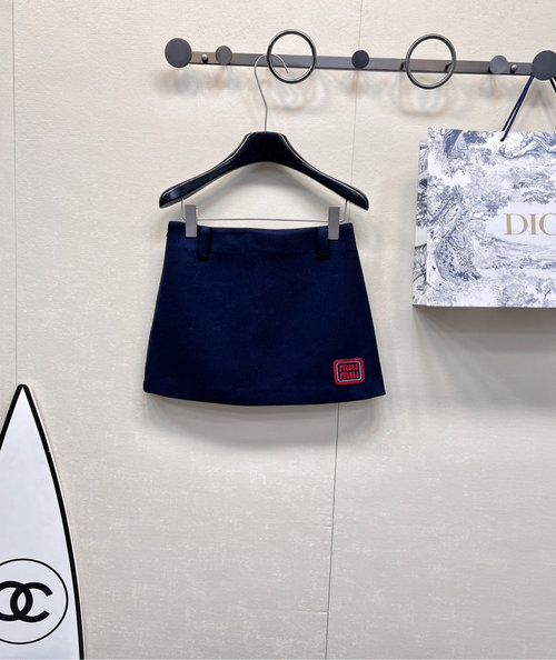 Miu Miu Chic Red-embroidered Wool Skirt