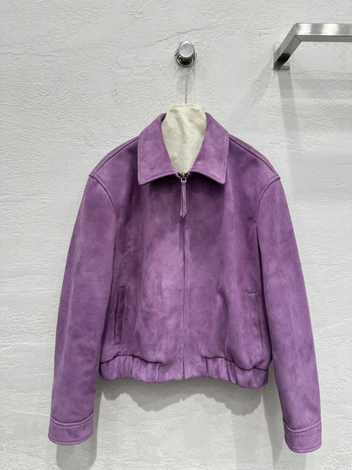 Hermes Exclusive Vintage Leather Jacket with a Drawstring Hem in Premium Deer Suede