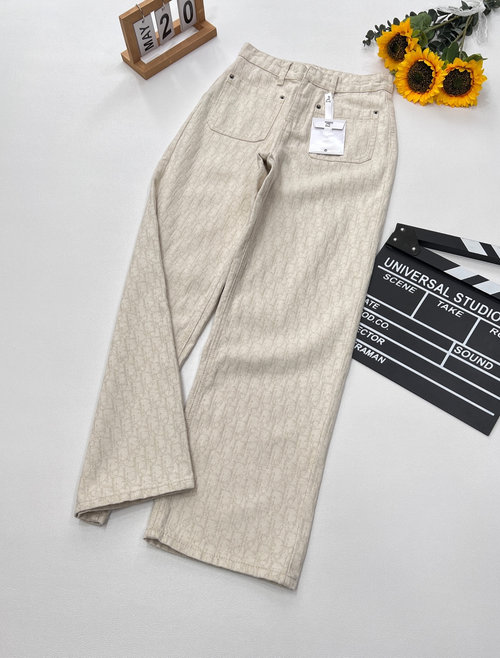 Dior Apricot D-letter Jacquard Full-print Trousers with Luxury Details