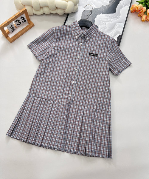 Miu Miu Embroidered Logo Pleated Shirt Dress for a Sophisticated Appearance