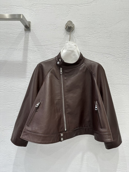 Loewe Vintage-chic Cloak-style Leather Jacket in Premium Lambskin