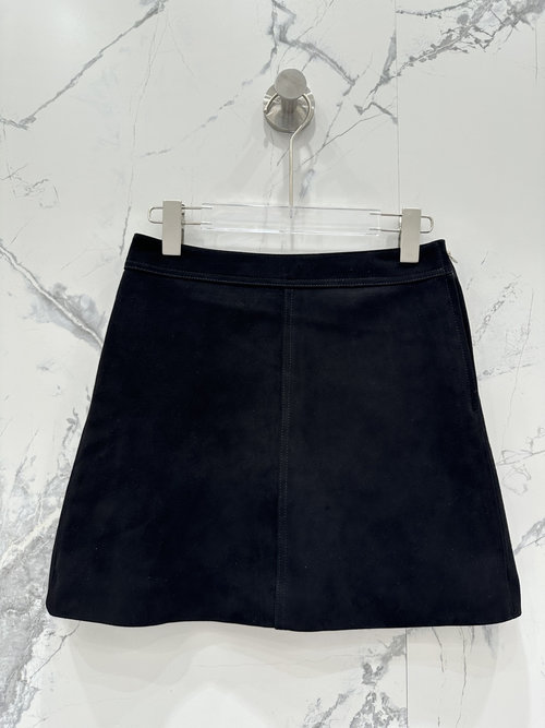 Celine Exclusive Vintage Brown Suede Mini Skirt with Classic Design