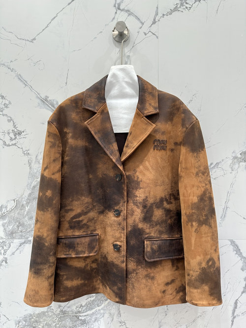 Miu Miu Exclusive Vintage Brown Work Jacket with Logo Embroidery