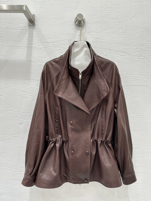 Hermes Exclusive Relaxed-Fit Genuine Leather Trench Coat with Adjustable Waist