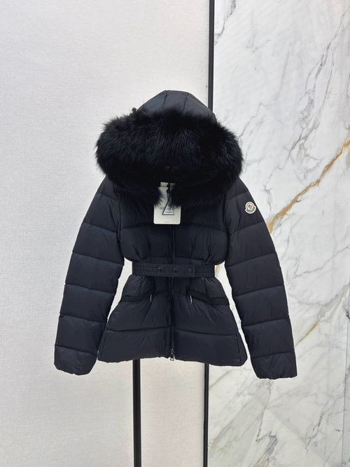 Moncler Hooded Down Jacket with Fox Fur Collar, Imported White Goose Down Filled, Two Colors