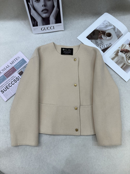 Loro Piana Minimalist Short Double-Wool Coat with Custom Logo