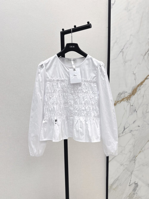 Dior Elegant Vintage Long-Sleeve Shirt with Logo Embroidery