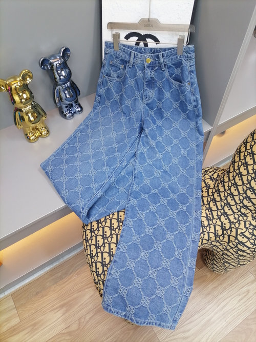 Loewe New Dark - Floral Denim Straight - Leg Trousers, Slimming Effect