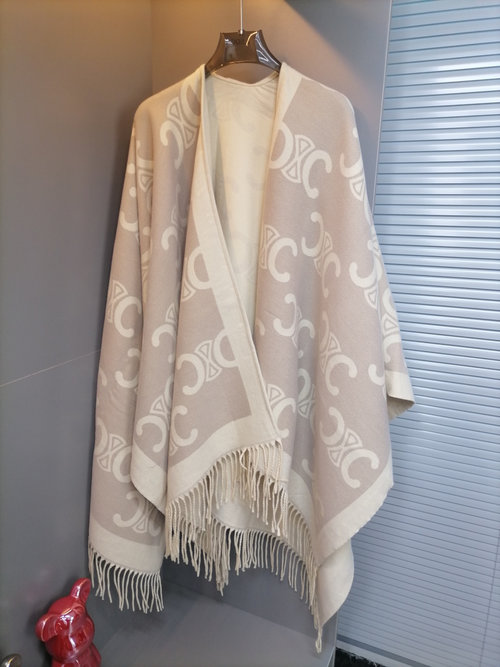 Celine Reversible Cashmere Scarf, Apricot Shade