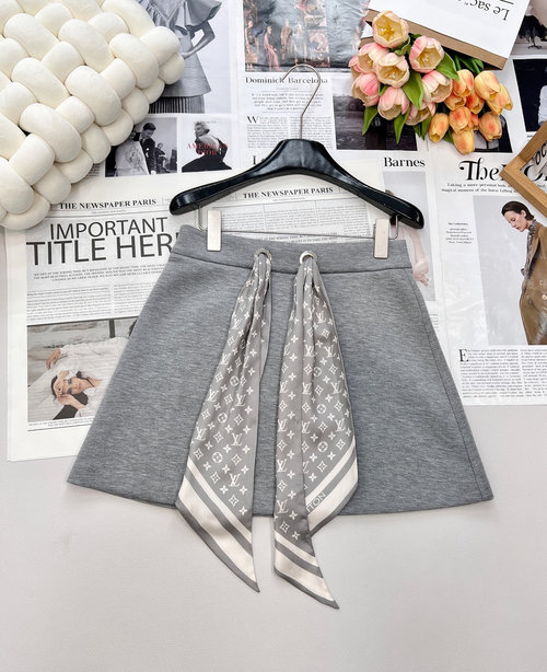 Louis Vuitton Exclusive Developed Short Hoodie & Silk Scarf Skirt Suit