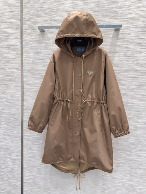 Prada Fashionable Adjustable - Silhouette Hooded Long Coat