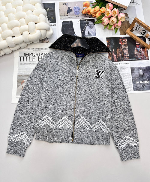 Louis Vuitton Monogram Flower Jacquard Zip-up Cardigan, Collaboration Exclusive