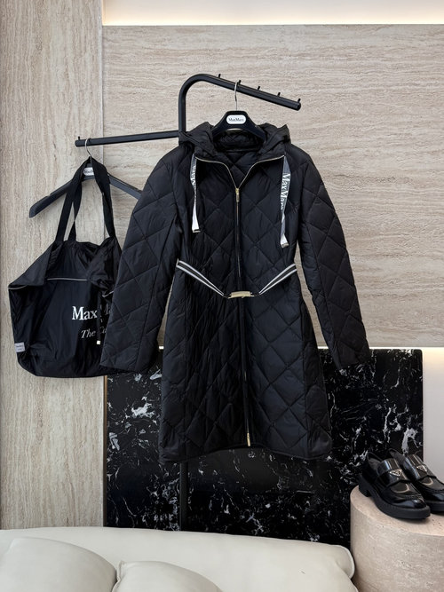 Max Mara Series White Goose Down Hooded Zippered Slim-fit Down Jacket