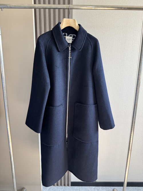 Hermes High - quality Pig Nose Design Cashmere Coat