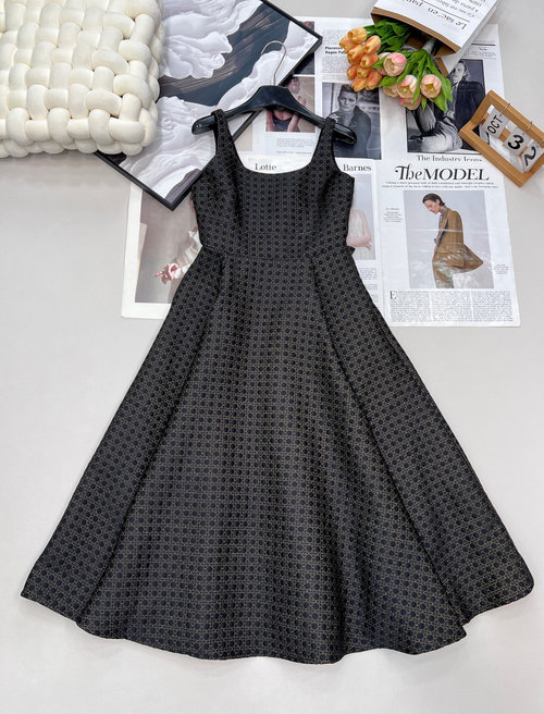 Dior Black and Gold Bow-back Sleeveless Dress with Luxurious Finishes