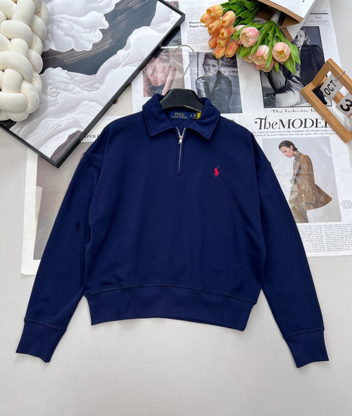 Polo Ralph Lauren Embroidered Pony Logo Long-Sleeve Half-Zip Polo Sweatshirt, Versatile and Comfortable