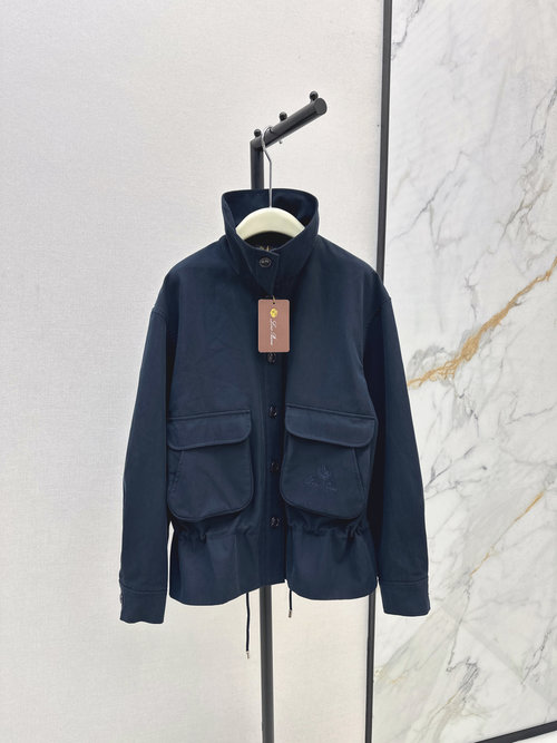 Loro Piana Workwear Double-Pocket Windbreaker with Waist Drawstring