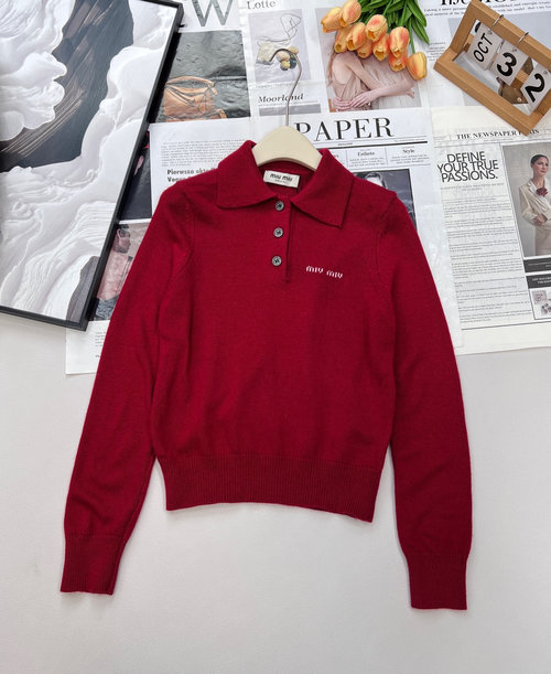 Loewe Retro Sweet-Cool Wool Polo Knit Sweater with Logo Embroidery