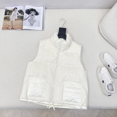 Brunello Cucinelli High-Class Italian Minimalist Style White Goose Down Waistcoat