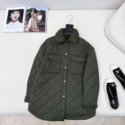 Loro Piana Wool - Knit Collar Cotton Coat, Practical and Stylish