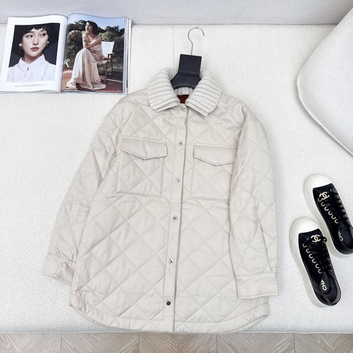 Loro Piana Wool - Knit Collar Cotton Coat, Practical and Stylish