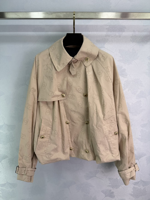 Chanel Water - Responsive Logo Short Trench Coat with Elegant Design
