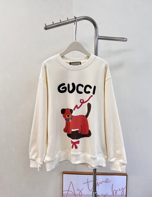 Gucci Sophisticated Dog & Letter Print Hoodie Inspired by Art